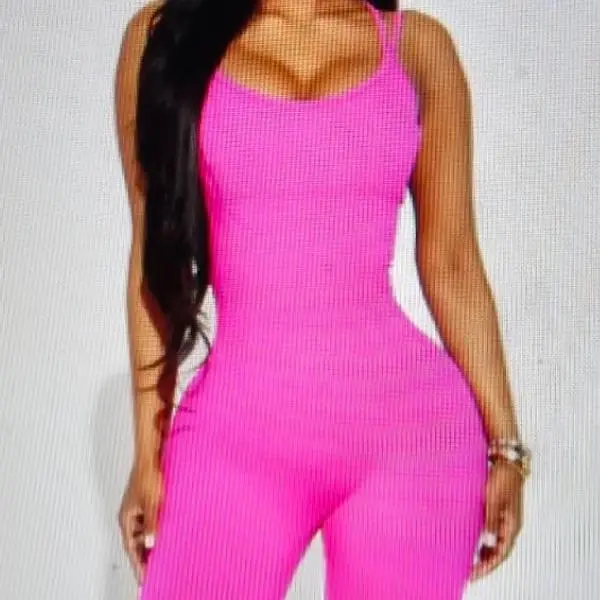Neon pink ribbed seamless workout jumpsuit- Size XL