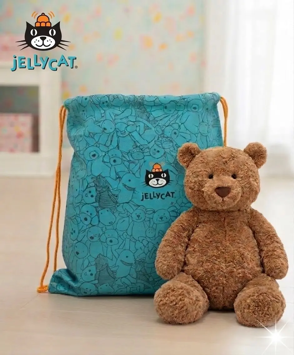 Authentic Jellycat Bartholomew Bear Plush - Super Soft Brown Teddy Stuffed Animal with Bag