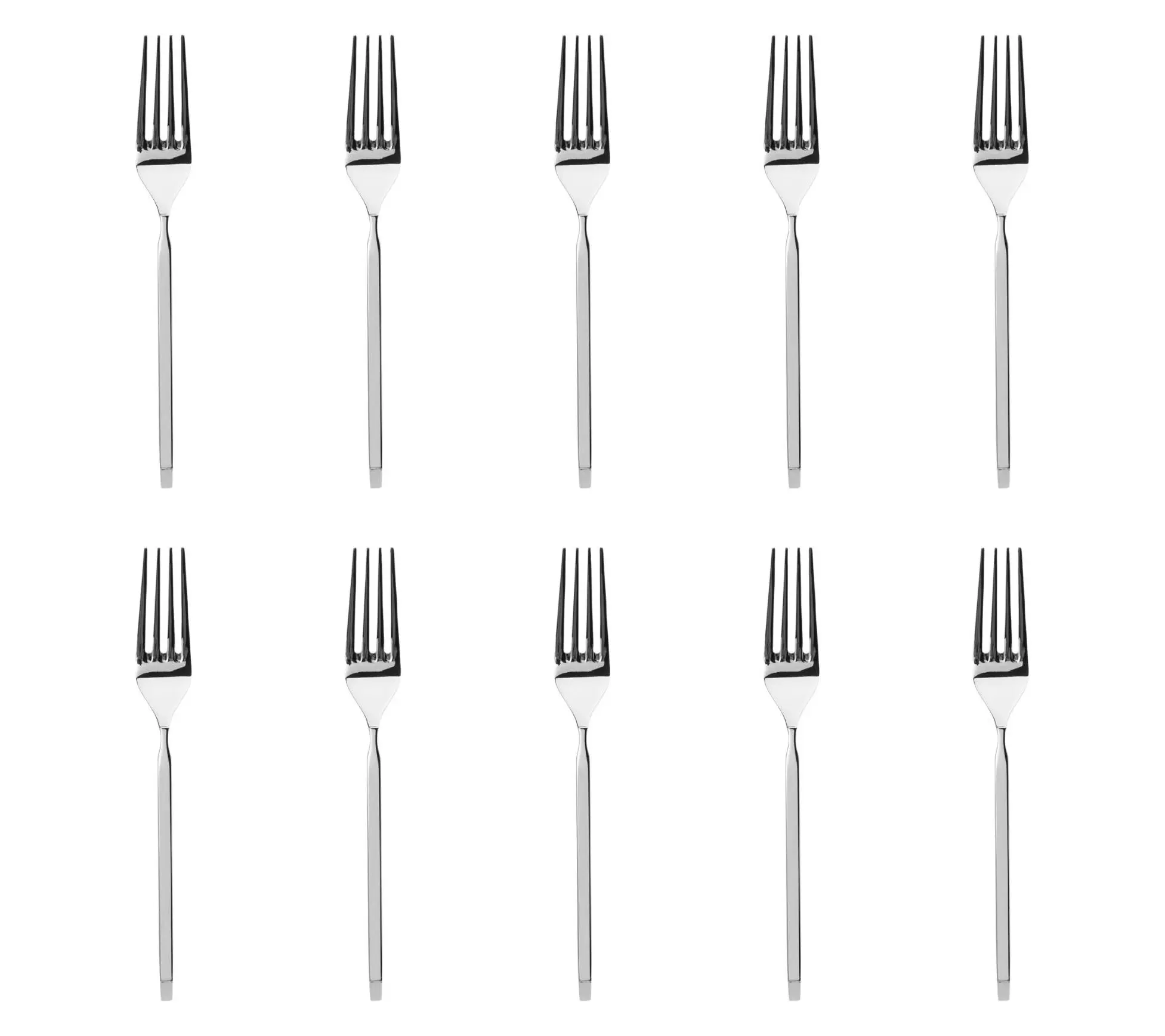 Godinger Set of 10 Ramp Mirrored 18/0 SS Salad Forks