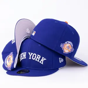 New Era 59FIFTY New York Mets Blue Fitted Hat New York Script Embroidered – MLB 100th Anniversary Side Patch, Rear Batter Logo, Flat Brim Cap,SportsCaps ,MensHats ,Gorras ,Sombreros ,GymOutfit ,OutdoorStyle ,HatClub