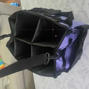 Wearable Cleaning Bag for Cleaning Car Cleaning Tools Storage Bag with 5 Foldable Compartments Organizer Durable Portable Dividers (Purple)