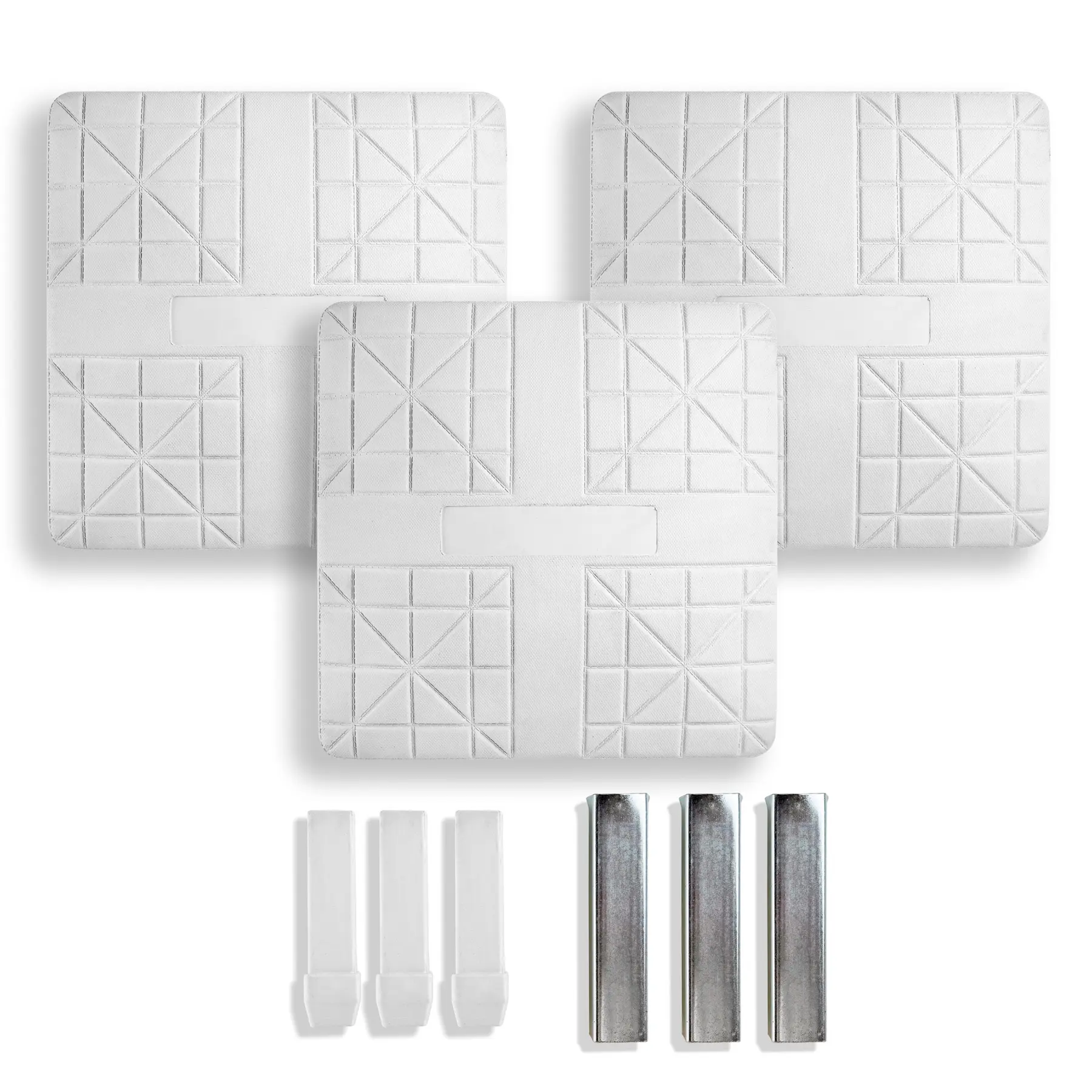Cannon Sports Pro Style Set of 3 Bases for Baseball and Softball – 15" x 15" Molded Base Set with Waffle bottom & Anchors - Includes 1st, 2nd, 3rd Base (White)