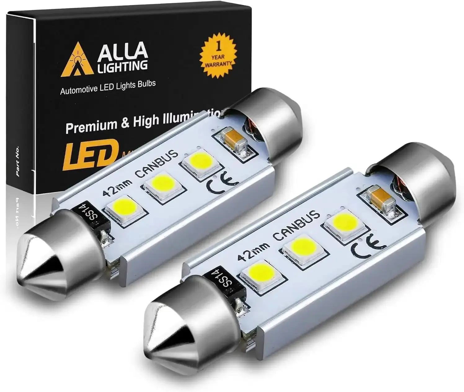 41mm/42mm 578 211-2 212-2 LED Festoon Bulbs, 6000K Xenon White CAN-Bus Interior Dome, Map, Trunk, Step Courtesy Lights Lamps