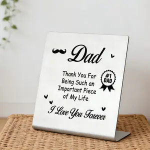 Father's Day Gifts for Dad, #1 Dad Stainless Steel Desktop Plaque, Thank You Gift From Daughter Son, Best Dad Birthday Present Idea