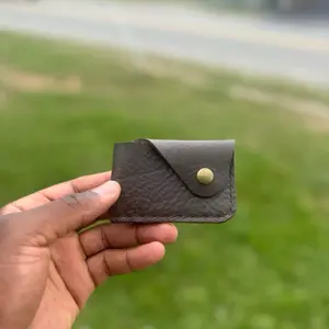 The "Snap" Wallet - Compact Dark Brown Leather Card Holder with Secure Snap Closure for Everyday Use