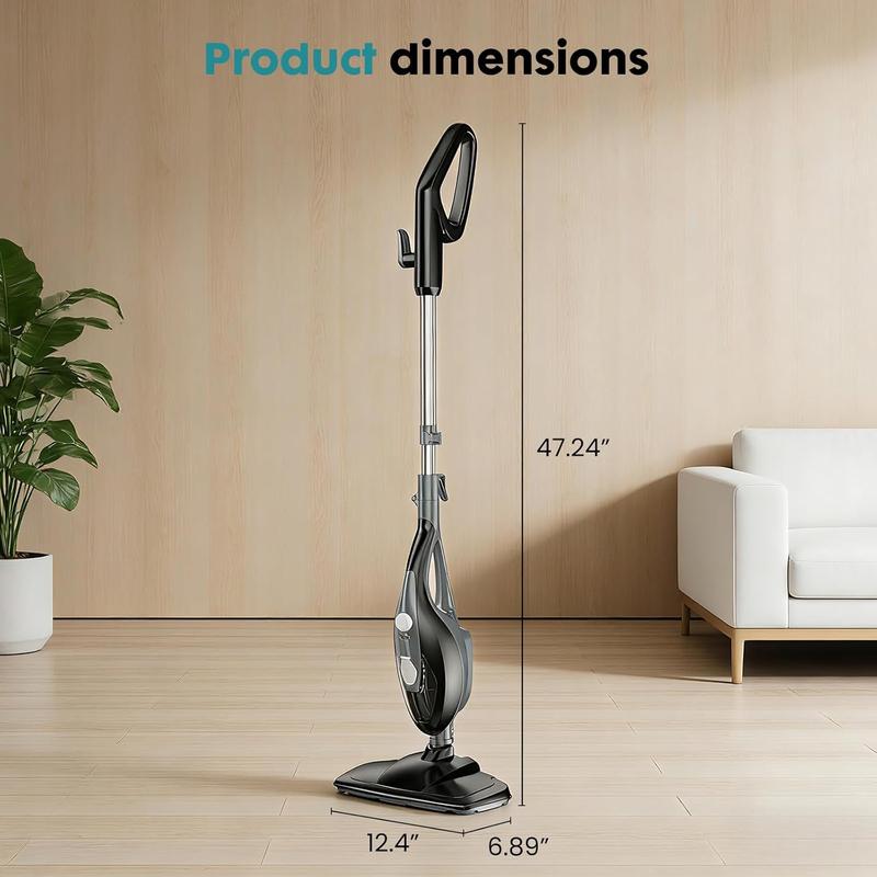 Powerful 10-in-1 Steam Mop for Home Detachable Handheld Floor Steamer with 16FT Cord & Washable Pads Cleans Hardwood Carpet Tile Grout & Windows Safe Chemical-Free Cleaning