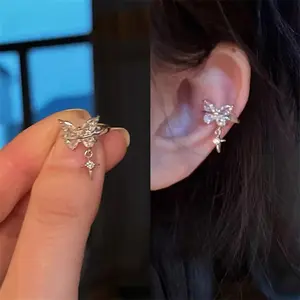 1PCS Sliver Color Butterfly Star Star Ear Clip Bone Nail New Fashion Earrings for Women Cochlea Accessories