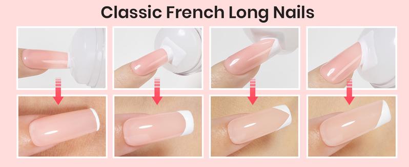 Beetles Nail Stamp, 4Pcs French Tip Tool Easy Manicure Nail Stamper Single Head Soft Silicone Long & Short French Tip Stamp Tool with 2Pcs Nail Scraper Decorations Valentine's Day Gift for Women