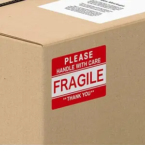 Fragile sticker labels 5x9 cm | 500 labels per roll | Handle with care warning stickers for shipping, handling, and packaging