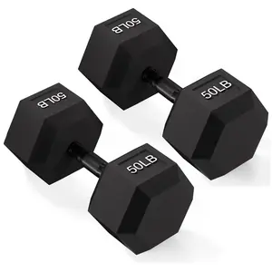 Hexagonal Rubber Coated Dumbbell Set - Durable Non-Slip Grips for Home Gym
