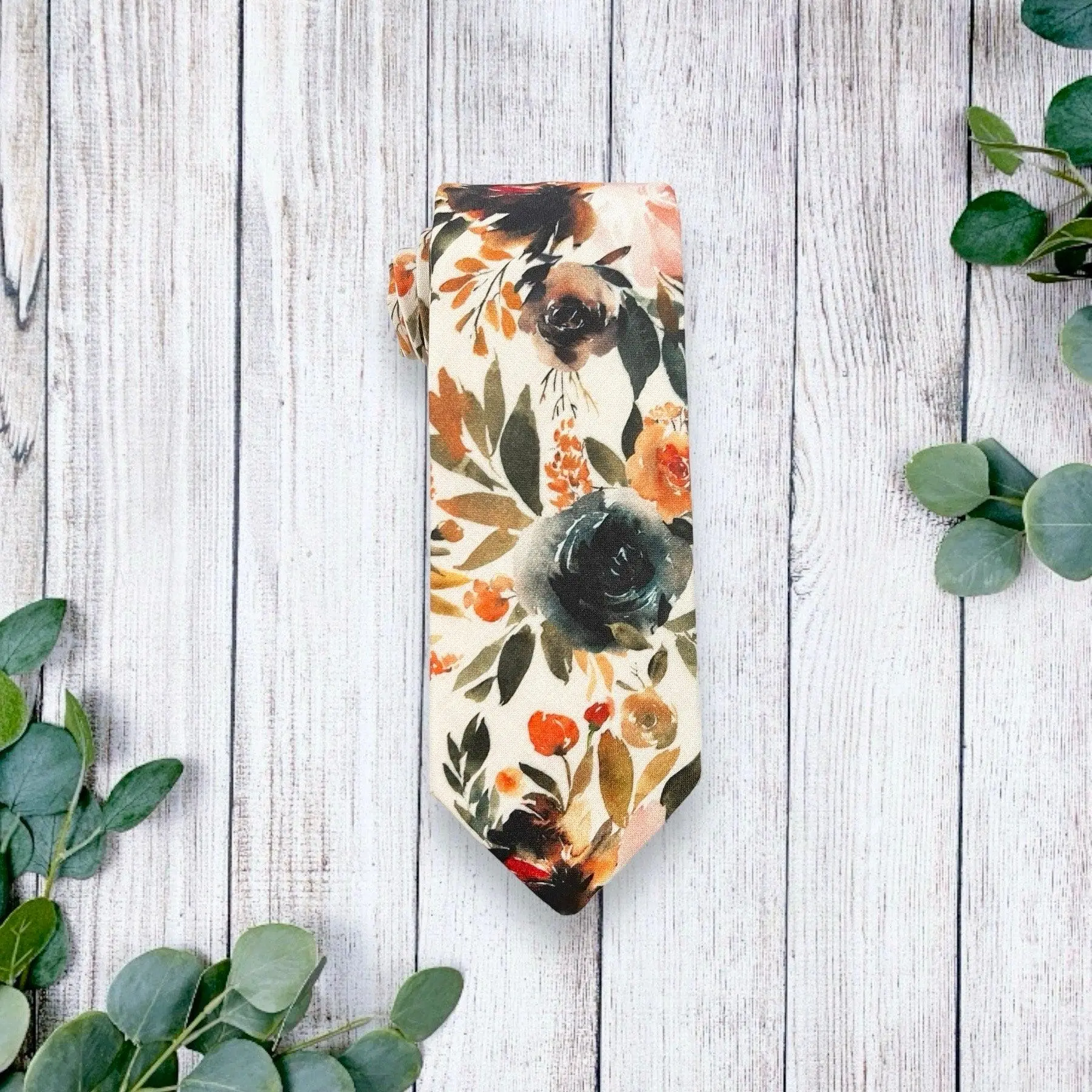 Floral Ivory Terracotta Necktie