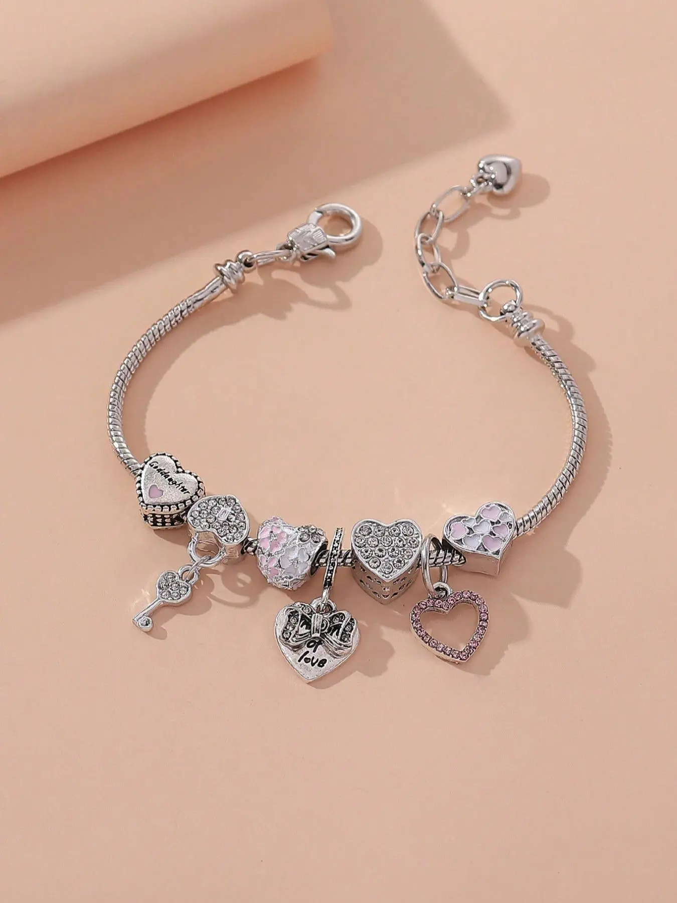 Mother's Day Gift 2024 New Trendy Rhinestone Matching Bracelet, Heart Design Bracelet, Heart Shaped Bracelet, Fashionable Bracelet, Fashion Accessories for Wedding Engagement Bridesmaid Costume Dress Prom Party Daily Wear, Christmas Gift for Girlfriend