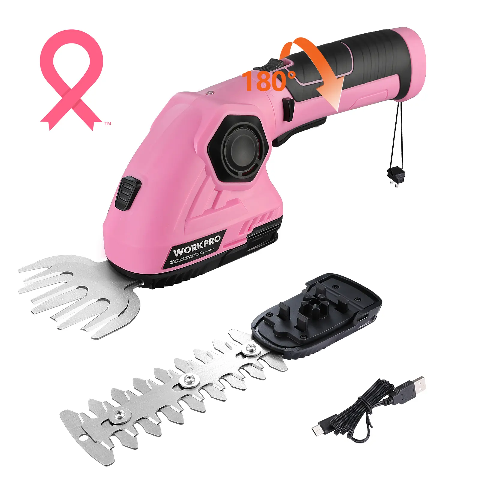 #fathersdaygift WORKPRO 7.2V Cordless Grass Shear & Shrubbery Trimmer - 2 in 1 Handheld Hedge Trimmer Electric Grass Trimmer Hedge Shears/GrassCutter 2.0Ah Rechargeable Lithium-Ion Battery and USB Cable Included