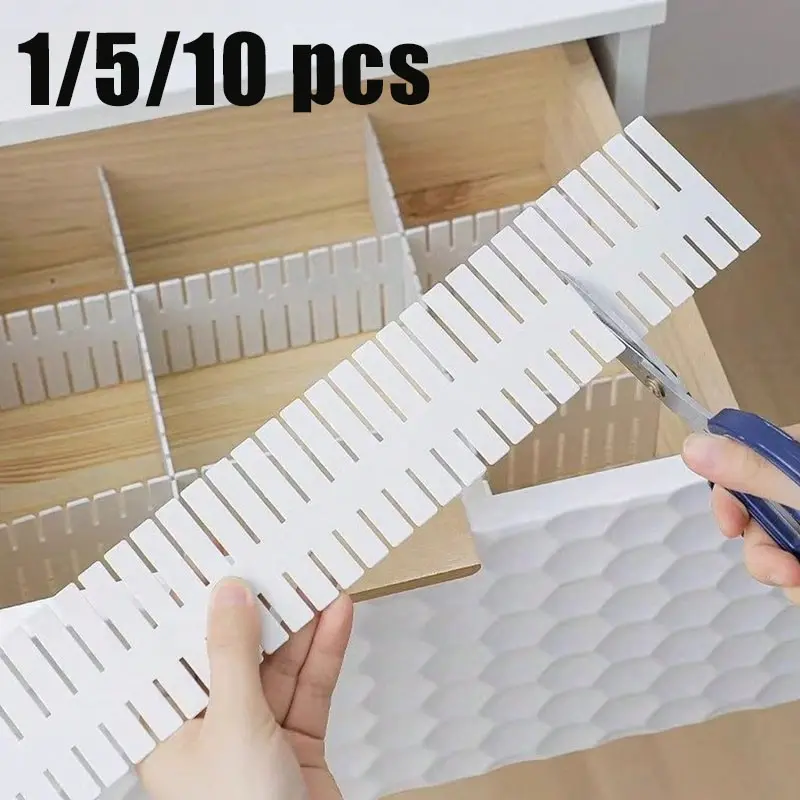 Adjustable Drawer Divider, Expandable Storage Container, Cuttable Plastic, Kitchen Office Indoor, DIY Multi-Functional, Space-Saving, Home Organization