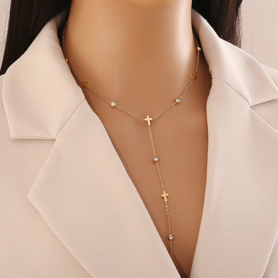 Women Accessories  Stainless Steel Jewelry Chock Heart Zircon Pedant Necklace Waterproof Jewelry Women Necklace