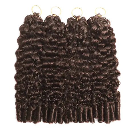 【New Color】Asakiss #4 Chocolate Brown Burmese Curly Crochet Human Hair Extensions - Highlight Honey Blonde 99J, Miracle Knots Knotless Pre-Separated Reusable Strand Packs (50g, 40 Strands, Time-Saving, 4-5 Packs for Full Head, Summer Protective Styles)