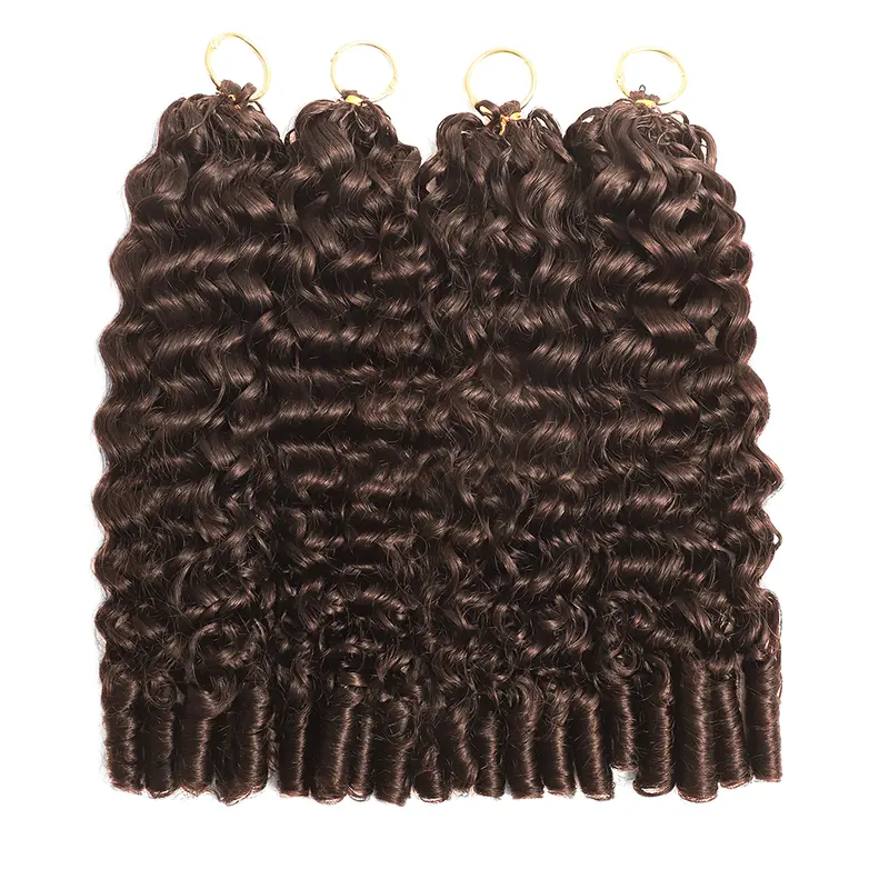 【New Color】Asakiss #4 Chocolate Brown Burmese Curly Crochet Human Hair Extensions - Highlight Honey Blonde 99J, Miracle Knots Knotless Pre-Separated Reusable Strand Packs (50g, 40 Strands, Time-Saving, 4-5 Packs for Full Head, Summer Protective Styles)