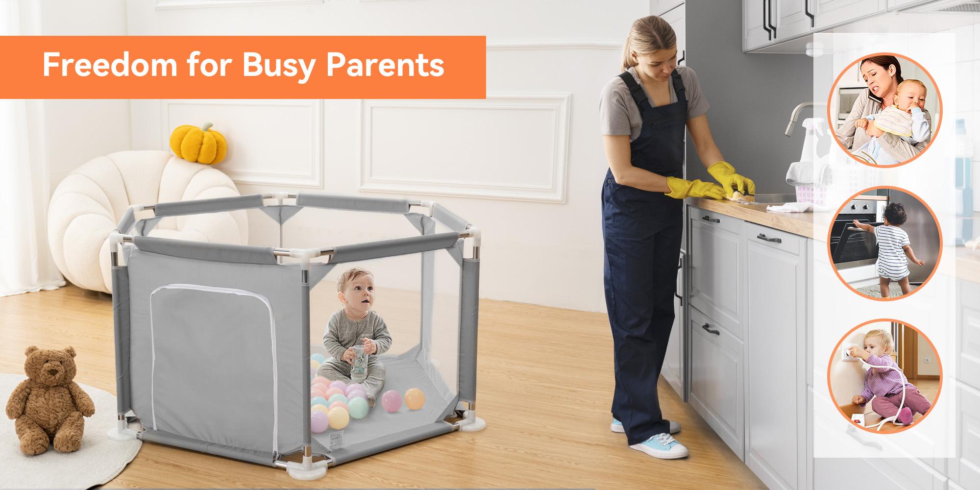 Hexagon Baby Playpen, Breathable Mesh Indoor/Outdoor Playard - Sturdy 6-Sided Safety Fence for Toddlers, Versatile Fun Zone for Play & Nap Time