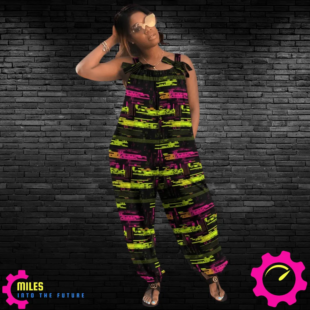 Neon Glitch Baggy Jumpsuit