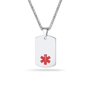 PROSTEEL Medical Alert Tag Pendant Necklace Stainless Steel Necklaces Jewelry Unisex For Men Women with Gift Box