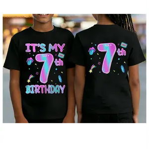 100% Cotton Girls Custom Age Birthday Girl T-Shirt, It's My Birthday Graphic Tee, Birthday Princess Gift for Youth Teens