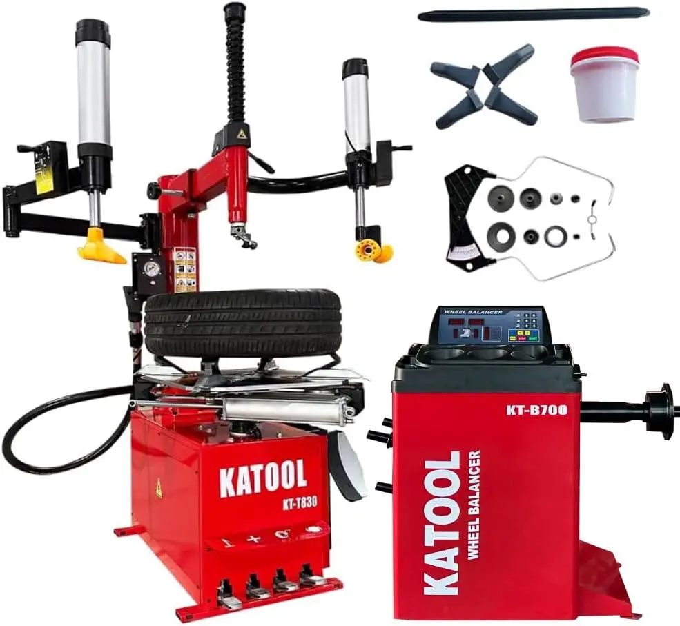 KATOOL Double Assist Arm Tire Machine and Balancer Combo with Bead Blaster, KT-T830W+KT-B700, φ8 Inch Cylinder Tire Changer Tire Machine, for Home Garage and Shop Repair (KT-Double-Assist)