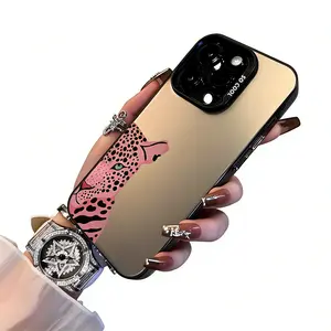 Trendy Pink Panther Print iPhone Case Baddie Aesthetic Protective Cover for X/11/12/13/14/15/16/17 Pro Max Shockproof Cover for All iPhones