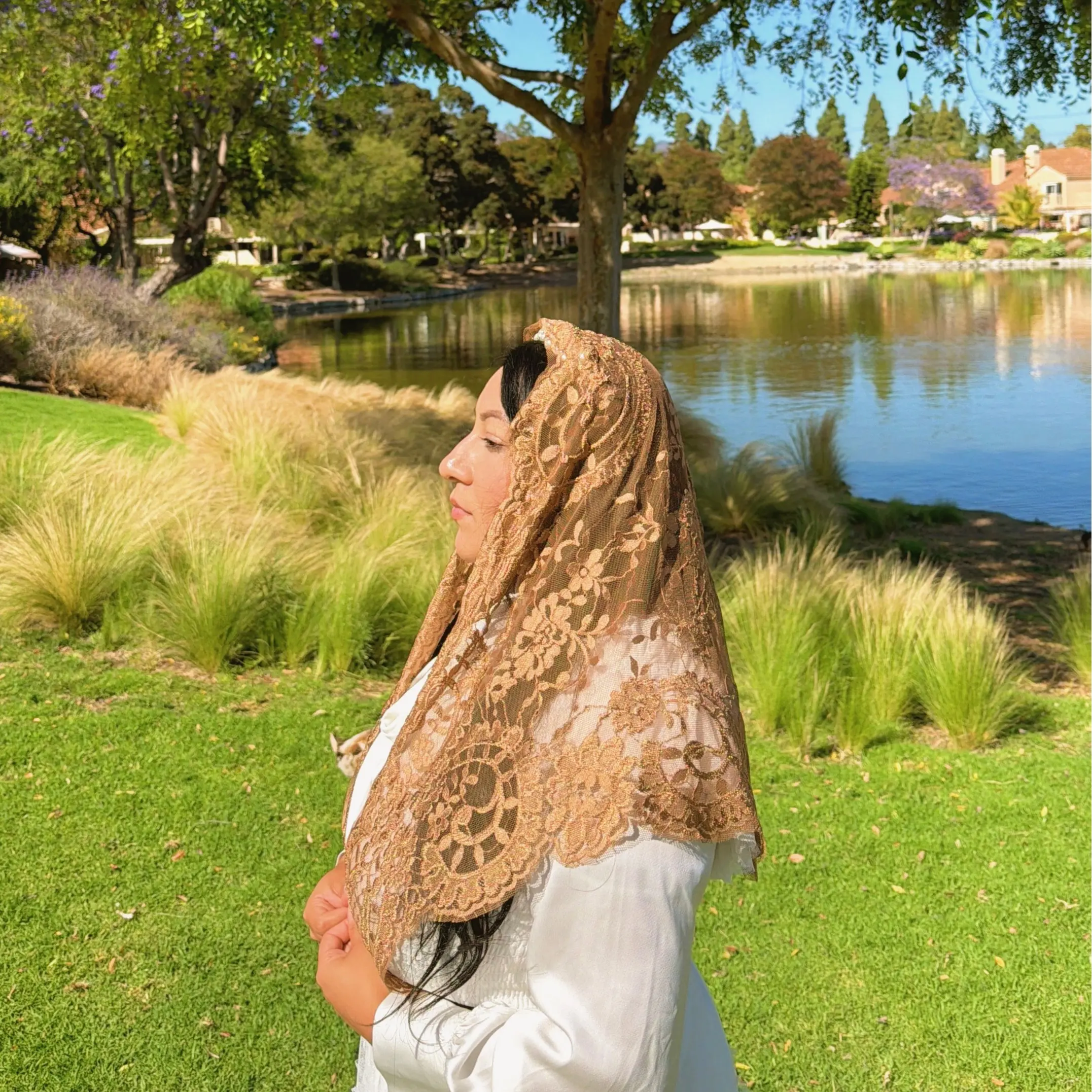 mantilla spanish chapel veil church headcovering european veils  ,shawl ,