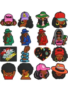 16-Piece Cool Girl Theme Set, Classic Unique Design, DIY Decoration for Shoe Charms, Bags, Bracelets, Party Gifts, Birthday, Holiday Decorations, Shoe Embellishment Set