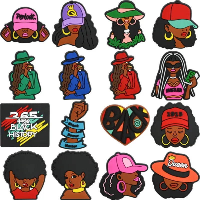 16-Piece Cool Girl Theme Set, Classic Unique Design, DIY Decoration for Shoe Charms, Decorative Shoe Accessories, Bags, Bracelets, Party Gifts, Birthday, Holiday Decorations, Shoe Embellishment Set