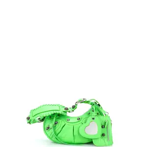 Pre-owned Balenciaga Leather Shoulder Bags Le Cagole Giant Studs Shoulder Bag Crocodile Embossed XS by Rebag