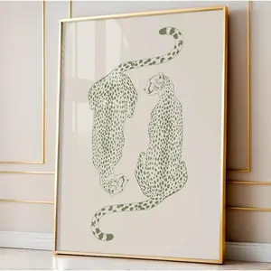 Sage Green Cheetah Wall Print, Trendy Green Wall Art, Cheetah Poster, Apartment Decor, Preppy Room Decor, College Dorm Decor, Leopard Poster