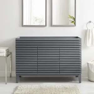 Modway Render 48" Double Sink Compatible (Not Included) Bathroom Vanity Cabinet in Gray