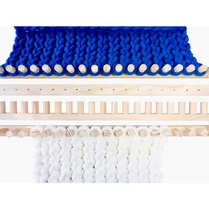 50'' Chunky Blanket Loom - 28 Pegs - Includes Begginer Video Tutorials & 5 Cozy Patterns - Large Wooden set for Thick Yarn -DIY Blanket Maker for Beginners - Great Gift Idea for.
