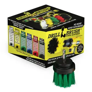 2in Green Brush - Medium Stiffness - Long Bristles - Kitchen Spot Cleaning | 2in-L-G-QC-DB