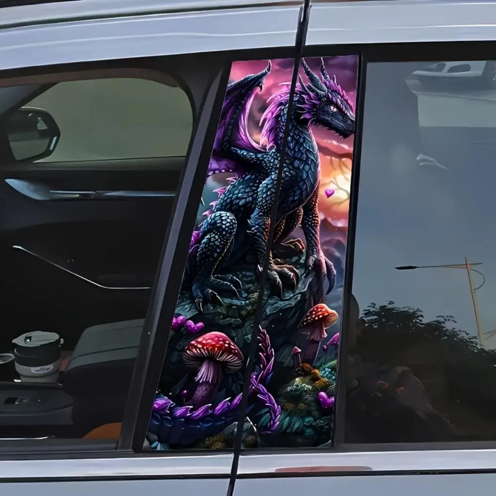 Car Window Sticker, Creative Dragon & Landscape Pattern Car Sticker, Waterproof Car Decal, Universal Car Exterior Decoration Accessories, Sticker Decals, Truck Car Decal, Automobile Decals, Decal For Cars, Vehicle Exterior Decoration
