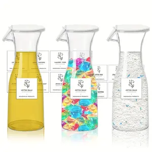 Laundry Detergent Dispenser with Waterproof Label, 3 Counts/set Empty Laundry Soap Dispenser, Liquid Laundry Detergent Container, Storage Bottles