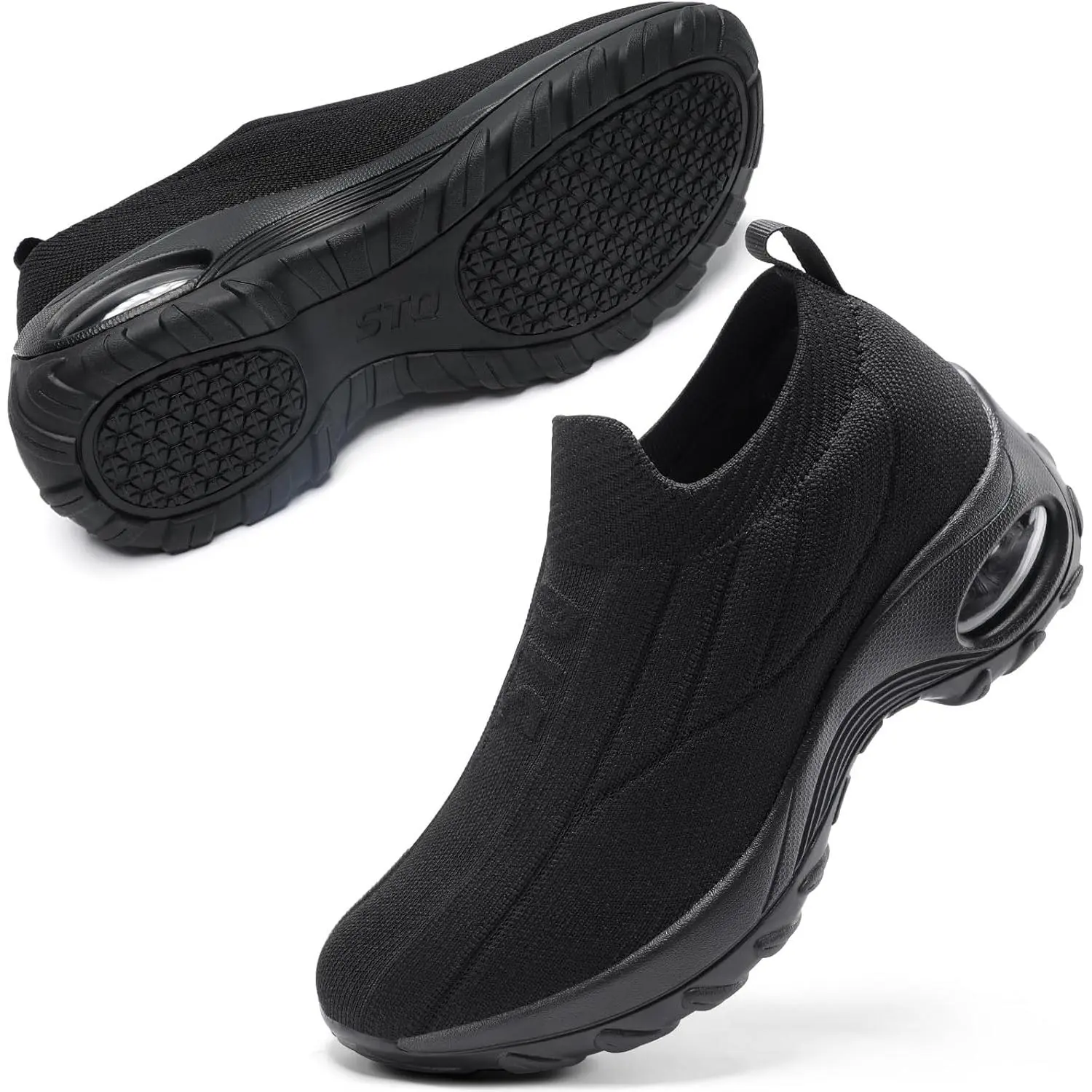 Womens Slip on Walking Shoes Breathable Non Slip Work Shoes Comfortable Air Cushion Orthopedic Sneakers with Arch Support