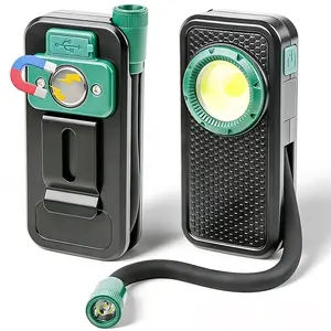 800LM Rechargeable Flashlight, Lightweight Pocket Work Light Gooseneck Lamp, Dual Head Lamp Source 3 Mode Brightness, Magnetic Clip Aluminum Alloy Spotlight, for Repair Outdoor Camping Emergency