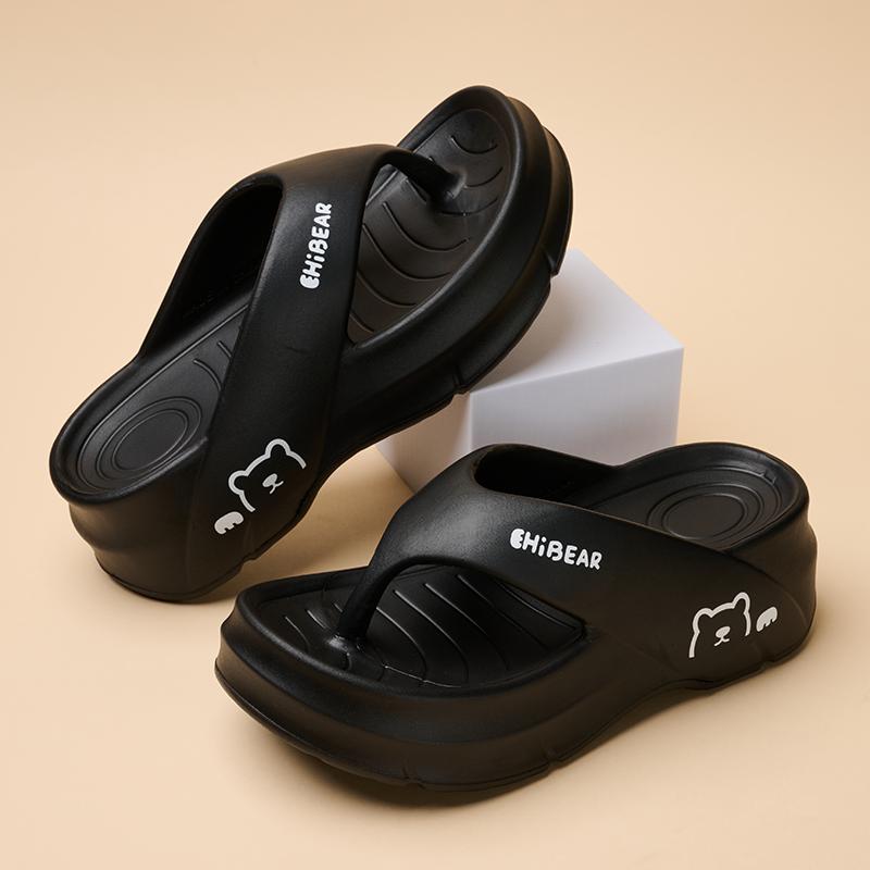 GRIP&GO Women's Fashion Height Increasing Flip Flops with Cute Bear Pattern EVA Material Comfortable Breathable Non-slip Sandals for Beach Home & Outdoor Use GRIP&GO Women's Fashion Height Increasing Flip Flops with Cute Bear Pattern EVA Material Comfortable Breathable Non-slip Sandals for Beach Home & Outdoor Use