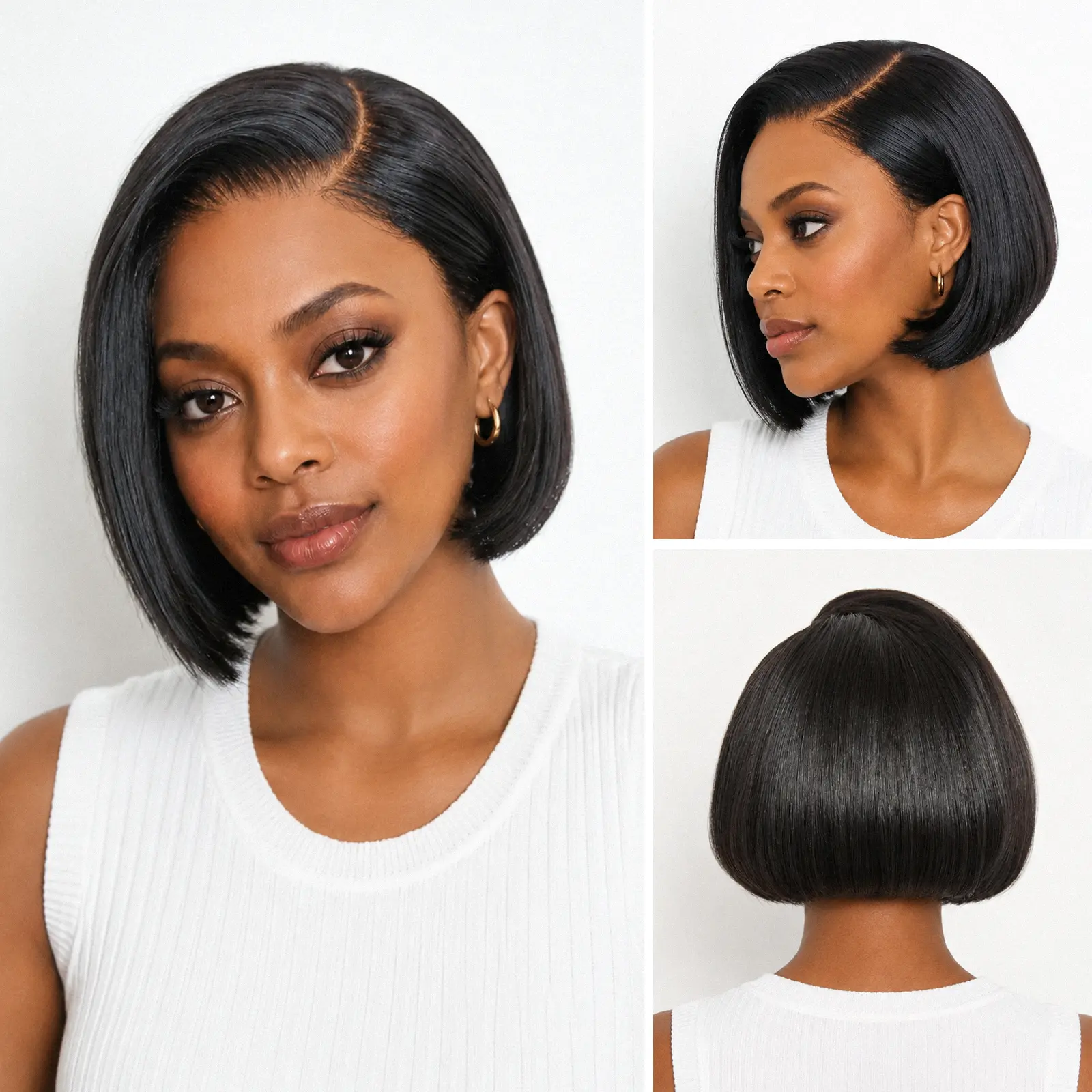 LUVME Ear-Tuck-Friendly Bob Glueless Short Wig All-Day Comfort™ T-Part Put-On-and-Go