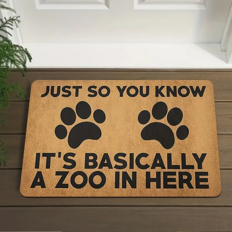 Cute Print Thermobonded Paw-Shaped Flannel Doormat - Multi-Size, Soft, Non-Skid, Absorbent, Quick-Drying, Easy-to-Clean Bath Mat for Entryway, Bathroom, Non-Skid Bath Mats Home Decor Rug Funny Welcome Mat