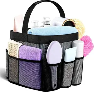 Mesh Shower Caddy Portable for College Dorm Essentials – Large Capacity Bathroom Organizer Bag with 9 Pockets for Gym, Beach, Camping, Pool & Travel Toiletries