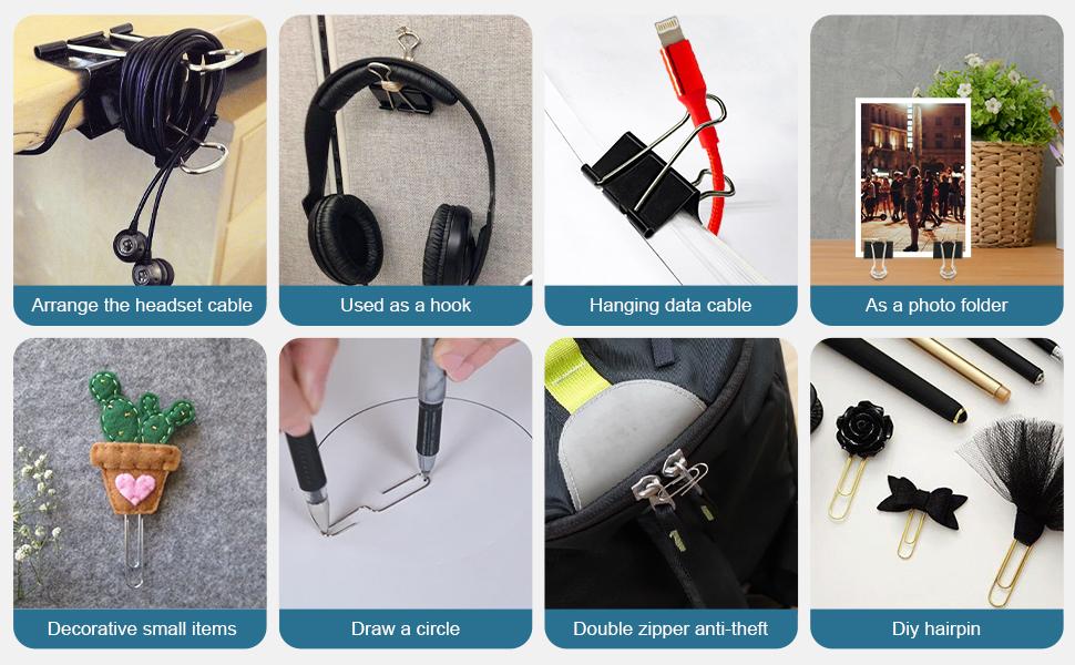 340PCS Binder Clips & Paper Clips Set Assorted Sizes 15mm 19mm 25mm 28mm 33mm 50mm in Reusable Storage Container for Office School