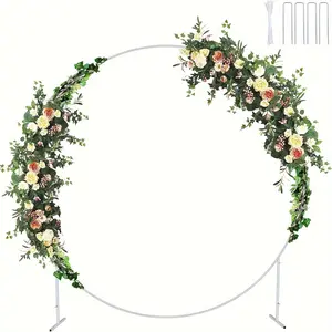 New 7.3 Feet Round Backdrop Stand Metal Round Balloon Arch Stable Iron Circle Arch Kit for Wedding Birthday Party Baby Shower Graduation Photo Background Decoration (White) Ornaments