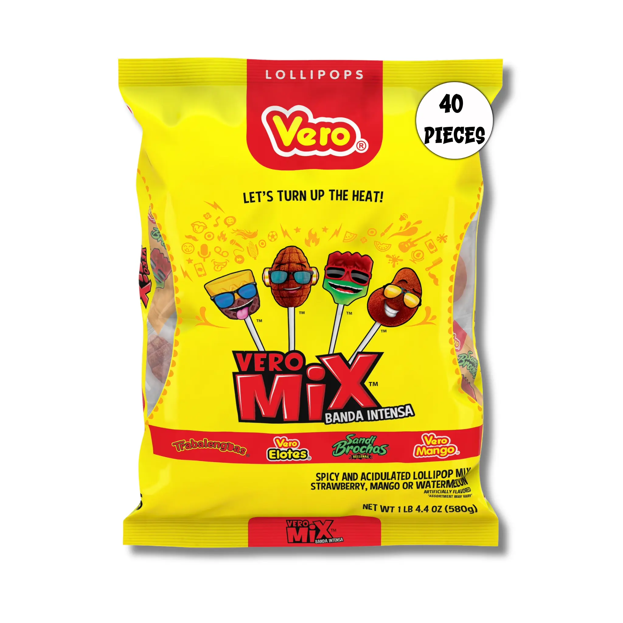 Vero MiX Banda Intensa – 40ct Spicy & Sweet Mexican Lollipops Variety Pack