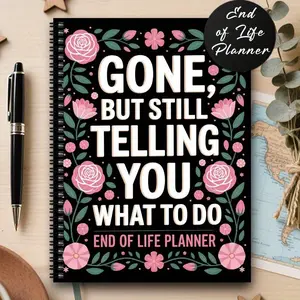 1 Lifetime Memory Book, Planner Notebook - Last Wish Message Book and Testament Plan with Flower Design - Black and Pink Cover - Durable Paper Material, Suitable for Elderly and Lawyers - Last Wish Guide, Funeral Arrangements, Elderly Plan