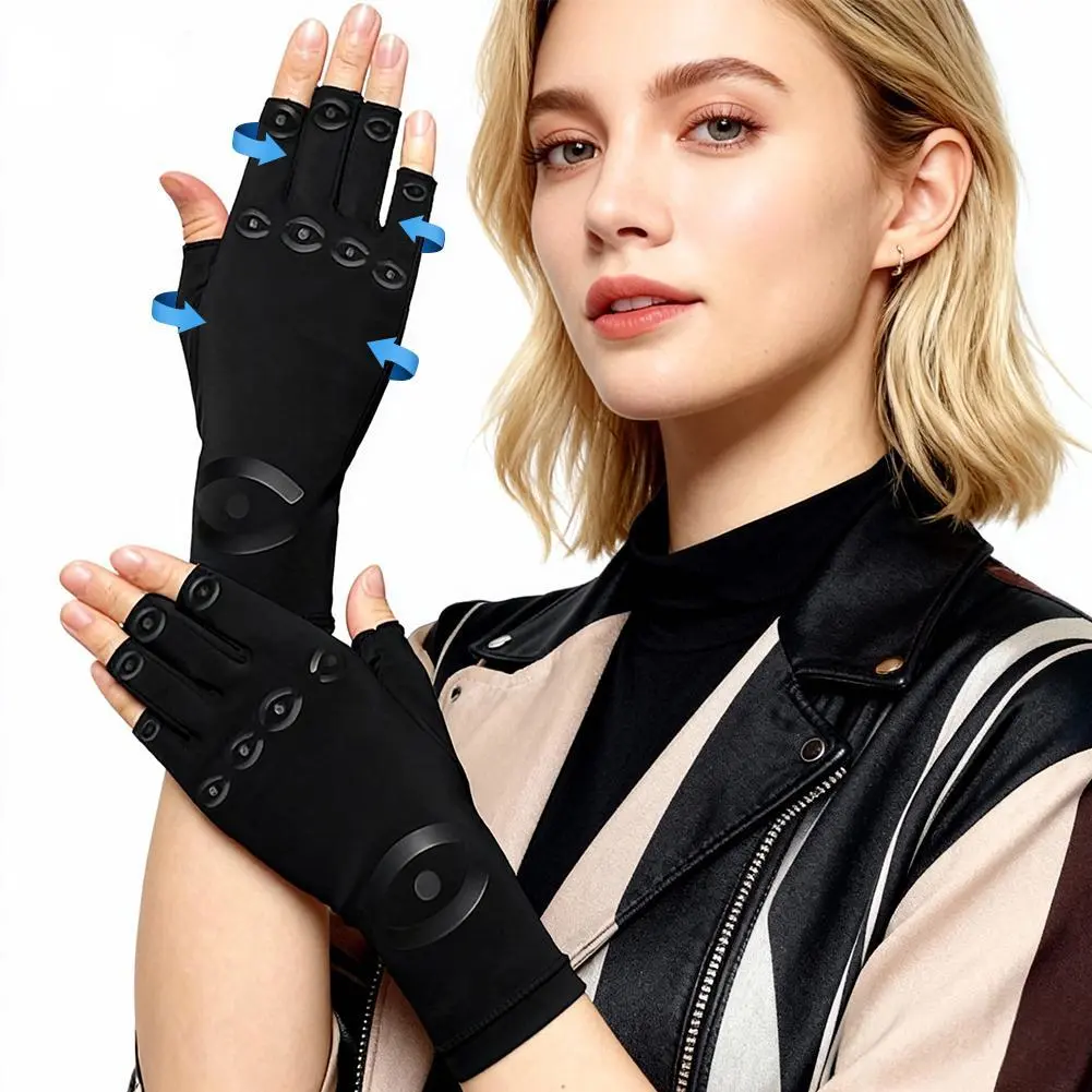 Half-Finger Compression Gloves for Wrist & Finger Joint Support - Breathable Elastic Gloves for Typing, Gaming, Driving & Pain Relief