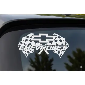 Chevrolet Racing Decal - Chevy Bowtie with Checkered Flags - Chevy lover