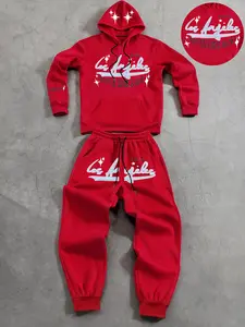 Men's Casual Hooded Sweatshirt & Drawstring Pants Set, Pants Sweater Coordinate, Letter Print, Long Sleeve, Comfortable Fashion Two-Piece for Outdoor Activities